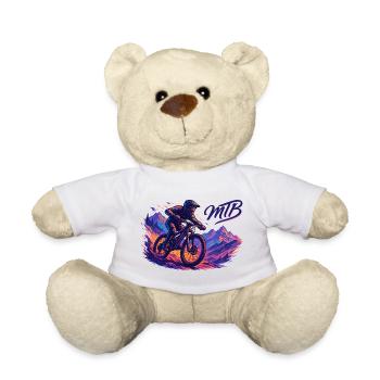 MTB Mountain Biking Mountain Biker Hobby Gift - Teddy Bear - white - Front