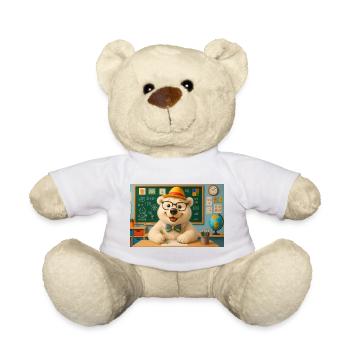 Cute Bear with Glasses in Classroom - Teddy Bear - white - Front