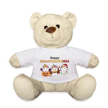 Happy Hallothanksmas Einhorn Weihnachts Einhörner - Teddy - Weiß - Vorne