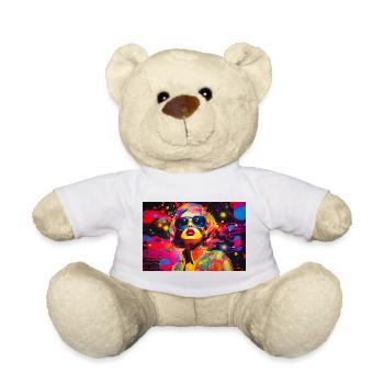 Colorful Pop Art Portrait with Glasses - Teddy Bear - white - Front