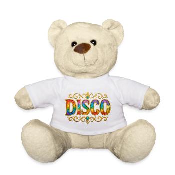 Colorful disco motif with gold frame - Teddy Bear - white - Front