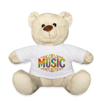 Effet de paillettes musicales colorées - Nounours - blanc - Devant
