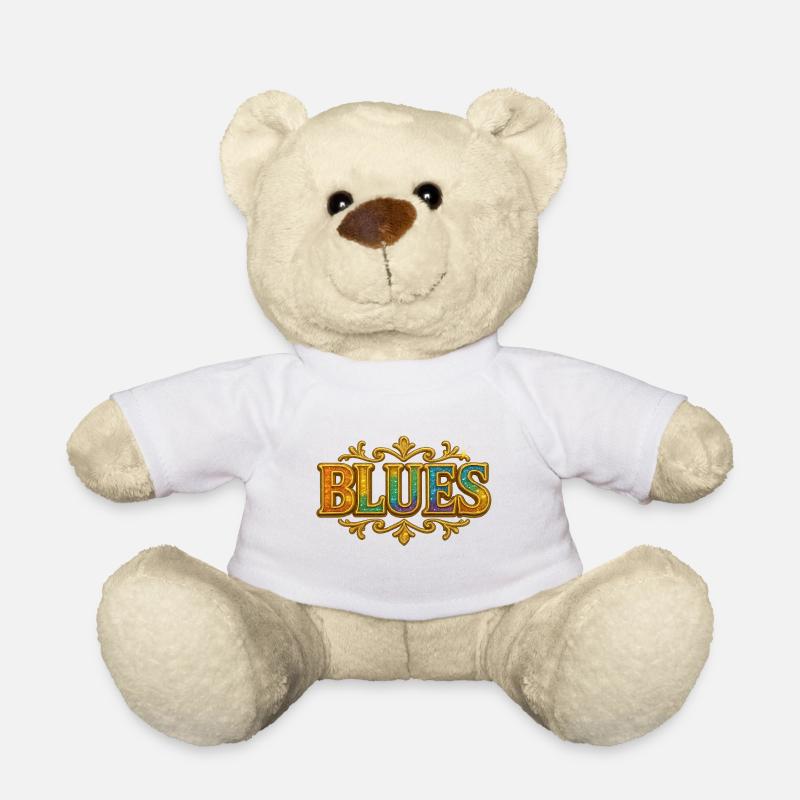 Blues mit Goldumrandung und Farbverlauf - Teddy - Weiß
