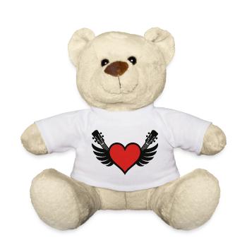 Coeur avec piano à queue et guitares - Nounours - blanc - Devant