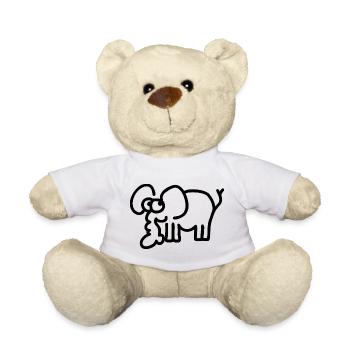 Kleiner Elefant – süßes Safari Comic Tier-Motiv - Teddy - Weiß - Vorne
