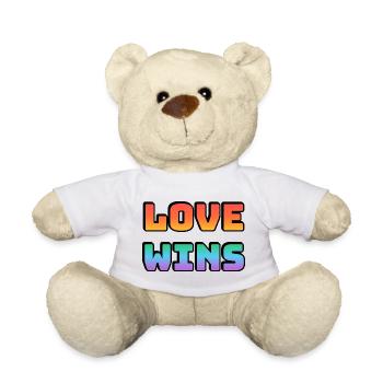 Love Wins Gradient Rainbow Letters - Teddy Bear - white - Front