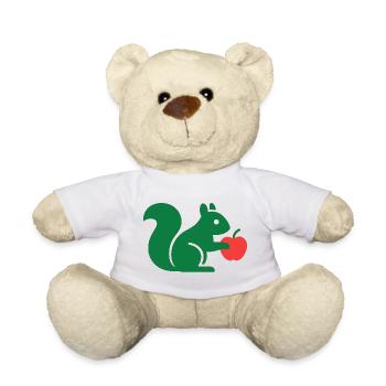 Grünes Eichhörnchen mit Apfel - Teddy - Weiß - Vorne