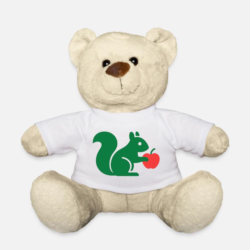 Green Squirrel with Apple - Teddy Bear - white
