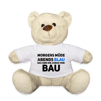Morgens müde – Abends blau, Jungs vom Bau - Teddy - Weiß - Vorne