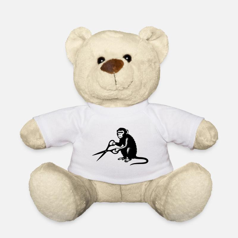 Monkey with scissors silhouette - Teddy Bear - white
