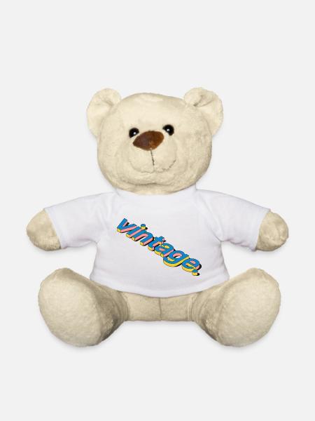 Vintage Retro 3D Typography Design - Teddy Bear - white
