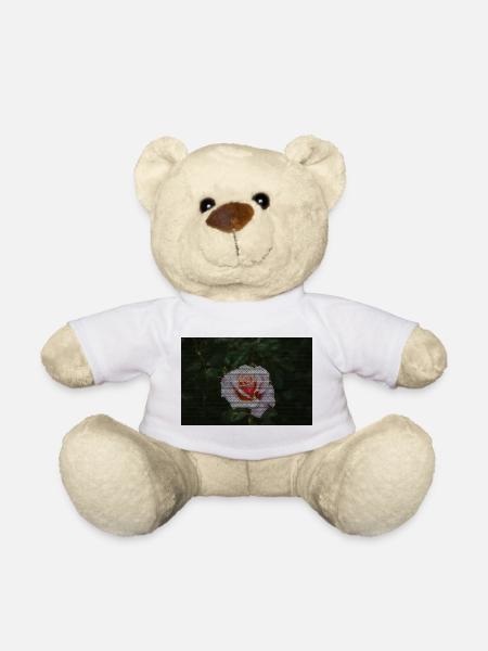 Rosenmosaik im Dunkelgrün - Teddy - Weiß
