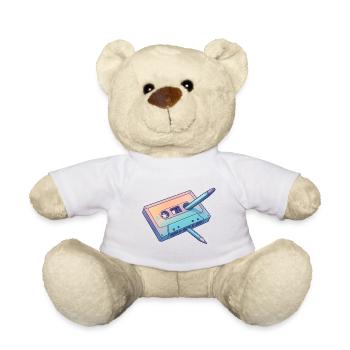Retro Pastell Bleistift Kassette - Teddy - Weiß - Vorne
