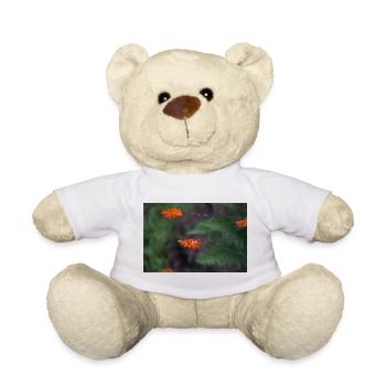 Orange Bloom on Arching Stem - Teddy Bear - white - Front