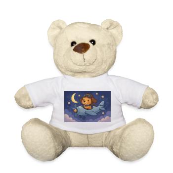 Dog pilot in night flight - Teddy Bear - white - Front