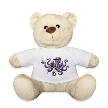 Octopus Rapper with Gold Chain - Teddy Bear - white - Front