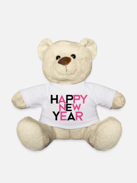 Happy New Year #2 - Teddy Bear - white