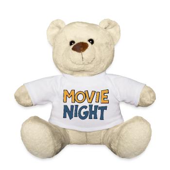 Movie Night Colorful Typographic Drawing - Teddy Bear - white - Front
