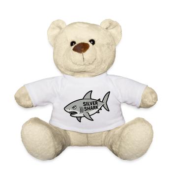 Cartoon Silver Shark Text Hai Fisch böse Meer - Teddy - Weiß - Vorne