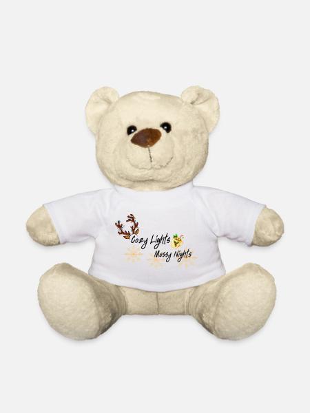 Goldene Schneeflocken Gemütlicher Becher Design - Teddy - Weiß