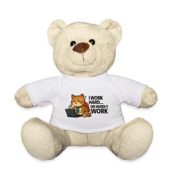 Cat Procrastinator at Work - Teddy Bear - white - Front