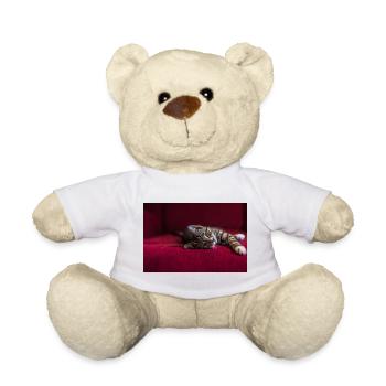 Süße getigerte Babykatze, liegend, Fotografie - Teddy - Weiß - Vorne