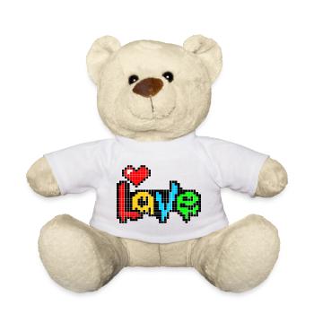 Pixel Art Heart - LIEBE in vier Farben - Teddy - Weiß - Vorne