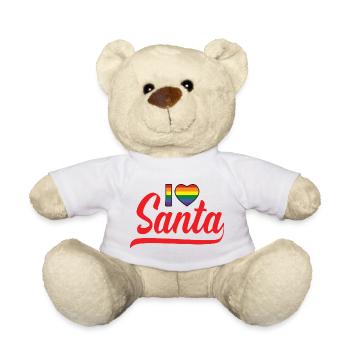 I Love Santa Herz Weihnachten XMAS Advent Winter - Teddy - Weiß - Vorne