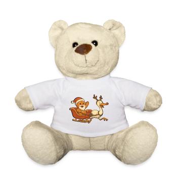 Weihnachtsmann-Lebkuchen-Mannele-Schlittenstorch - Teddy - Weiß - Vorne