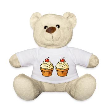 Doppelte Cupcake-Illustration mit Kirsche - Teddy - Weiß - Vorne