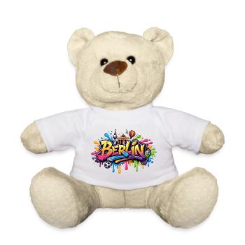 Berlin Graffiti Schriftzug mit Farbeffekten - Teddy - Weiß - Vorne