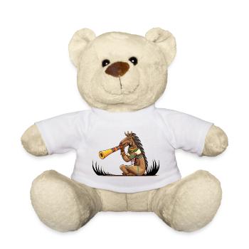 Tribal Horse Trumpeter Illustration - Teddy Bear - white - Front