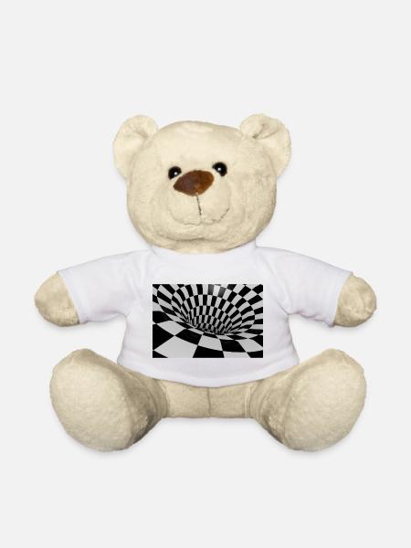 Black and White Tile Tunnel - Teddy Bear - white