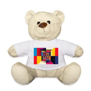 Geometrischer Tunnel-Regenbogen - Teddy - Weiß - Vorne
