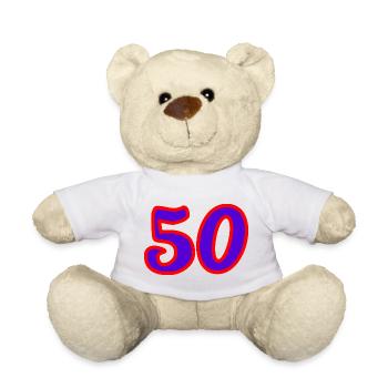 50. 50 ANS. 50e ANNIVERSAIRE. ANNIVERSAIRE 50 ANS. - Nounours - blanc - Devant