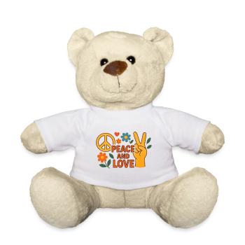 Paix et Amour Floral Rétro - Nounours - blanc - Devant
