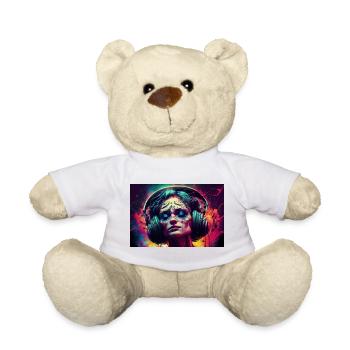 Portrait néon cyberpunk avec casque - Nounours - blanc - Devant