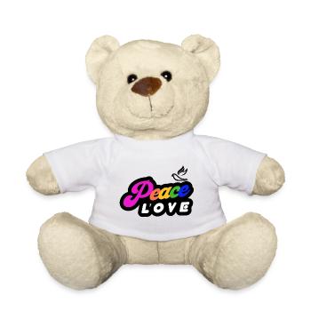 Peace Love Rainbow Retro - Teddy Bear - white - Front