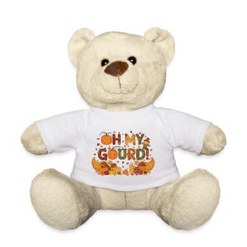 Oh My Gourd! Funny Autumn Pumpkin Design - Teddy Bear - white - Front