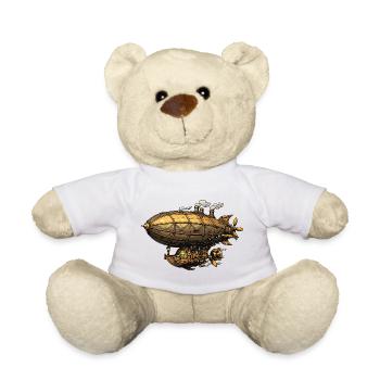 Steampunk Airship Zeppelin - Teddy Bear - white - Front