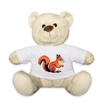 Lebhaftes kleines Eichhörnchen Waldbewohner Motiv - Teddy - Weiß - Vorne