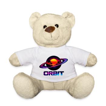 Geometrische Saturn-Umlaufbahn Retro Synthwave 80s - Teddy - Weiß - Vorne
