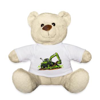  St Patricks Day Excavator Digger Construction - Teddy Bear - white - Front