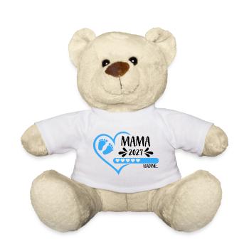 Maman 2027 chargeant Cœur Bébé Pieds Bleus Garçon - Nounours - blanc - Devant