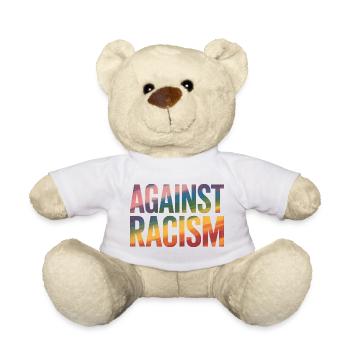 Contre le racisme - T-shirt arc-en-ciel Antifa - Nounours - blanc - Devant