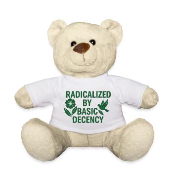 Progressive Values Basic Decency Shirt - Teddy Bear - white - Front