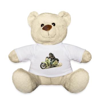Schwalbe - Oldschool Biker IFA DDR - Teddy Bear - white - Front