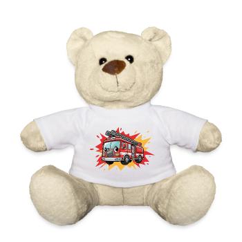 Cartoon Fire Truck - Teddy Bear - white - Front