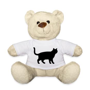 Schwarze Katze Katzen Silhouetten Geschenk  - Teddy - Weiß - Vorne