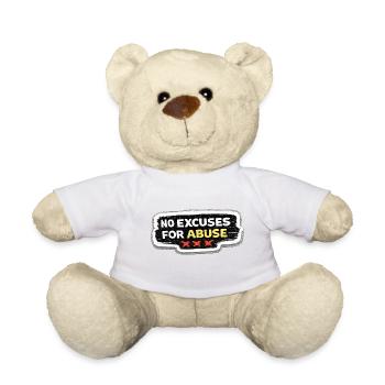 No Excuses For Abuse Anti-Abuse Awareness Sticker - Teddy Bear - white - Front